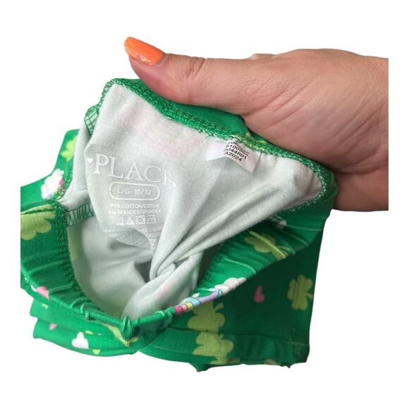 The Children's Place shamrock rainbow green full length legging Girl L 10/12 NWT - Picture 3 of 3